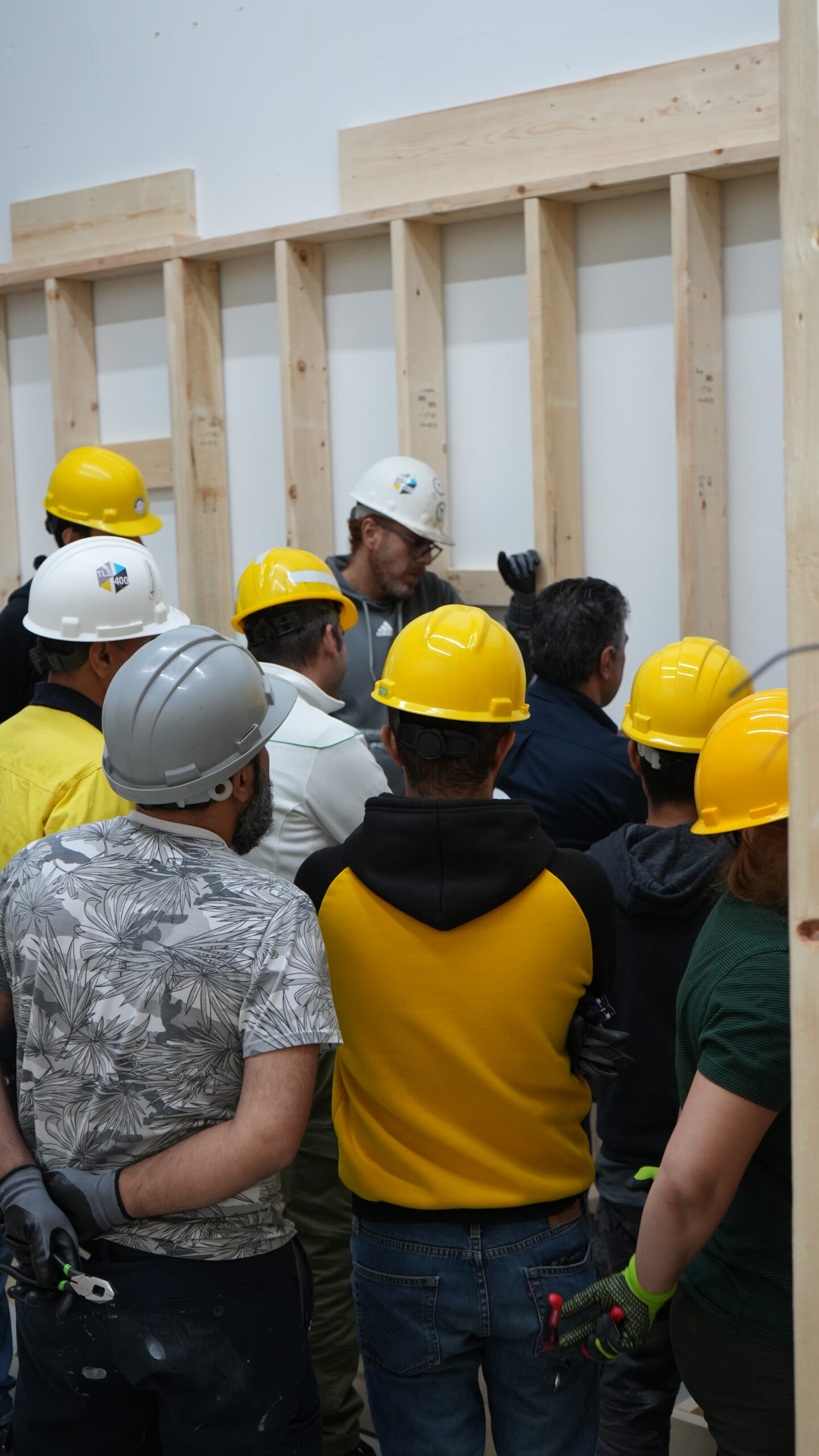 Students learning electrical wiring